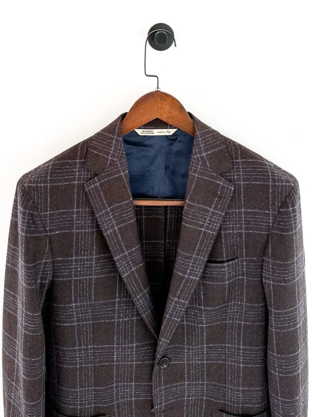 New Maurizio Baldassari Italian Wool Plaid Sport Coat Blazer Men's Brown Blue 40